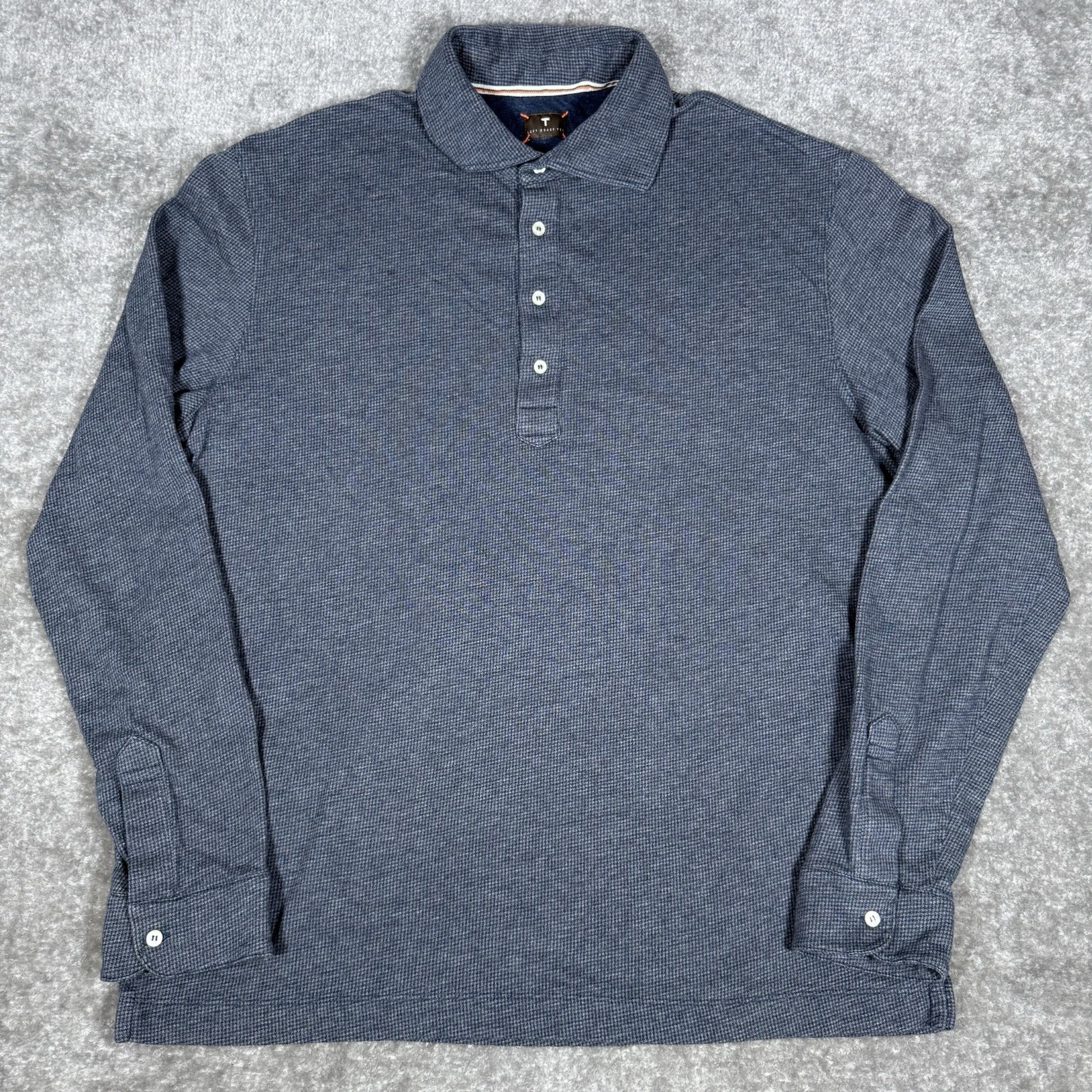 Left Coast Tee Polo Shirt Men's Large Blue Long Sleeve Soft Golf Skater